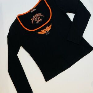 Harley-Davidson Black Top with Orange Trim